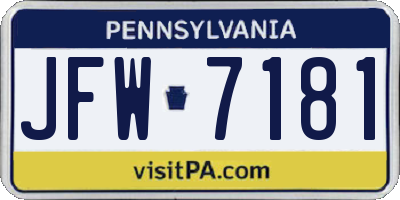 PA license plate JFW7181