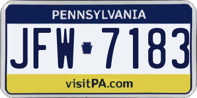 PA license plate JFW7183