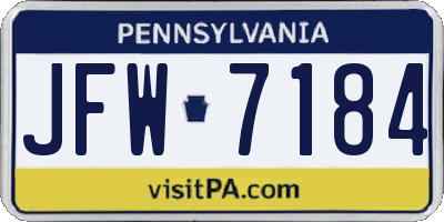 PA license plate JFW7184