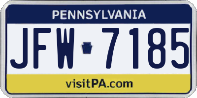 PA license plate JFW7185