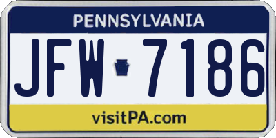 PA license plate JFW7186