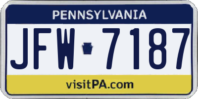 PA license plate JFW7187