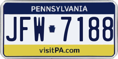 PA license plate JFW7188
