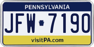 PA license plate JFW7190