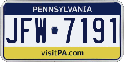 PA license plate JFW7191