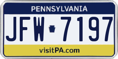 PA license plate JFW7197