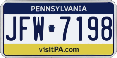 PA license plate JFW7198