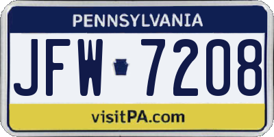 PA license plate JFW7208