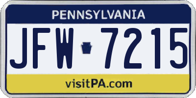 PA license plate JFW7215