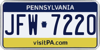 PA license plate JFW7220