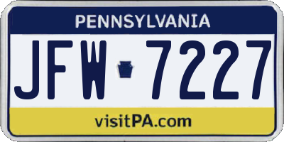 PA license plate JFW7227