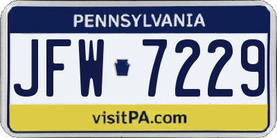 PA license plate JFW7229