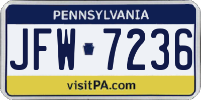 PA license plate JFW7236
