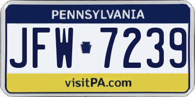 PA license plate JFW7239