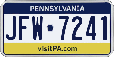 PA license plate JFW7241