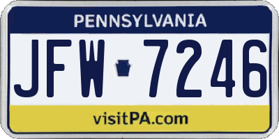 PA license plate JFW7246