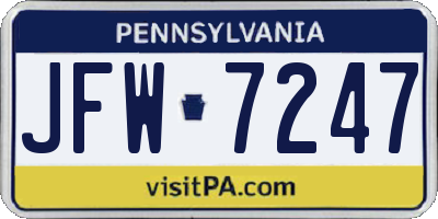 PA license plate JFW7247