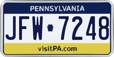 PA license plate JFW7248