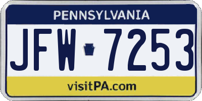 PA license plate JFW7253