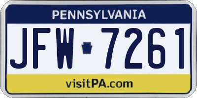 PA license plate JFW7261