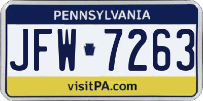 PA license plate JFW7263