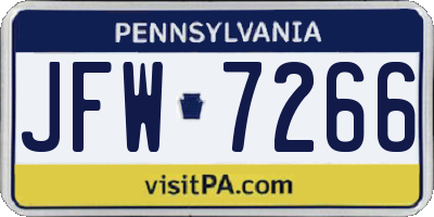 PA license plate JFW7266