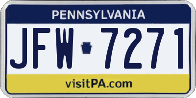 PA license plate JFW7271