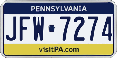 PA license plate JFW7274