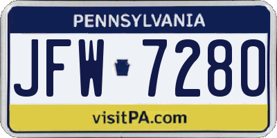 PA license plate JFW7280