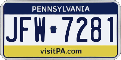PA license plate JFW7281