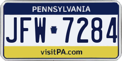 PA license plate JFW7284