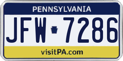 PA license plate JFW7286