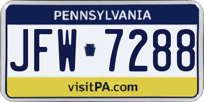 PA license plate JFW7288