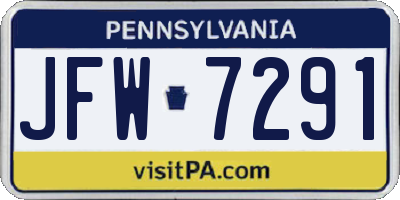 PA license plate JFW7291