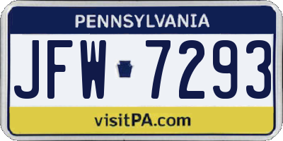 PA license plate JFW7293