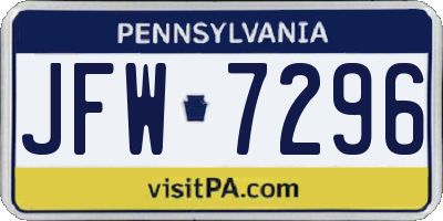 PA license plate JFW7296