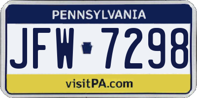 PA license plate JFW7298