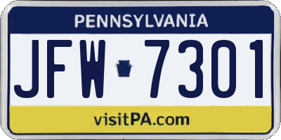 PA license plate JFW7301