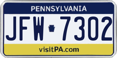 PA license plate JFW7302