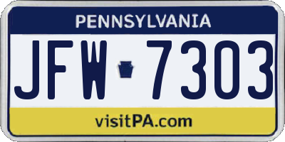 PA license plate JFW7303