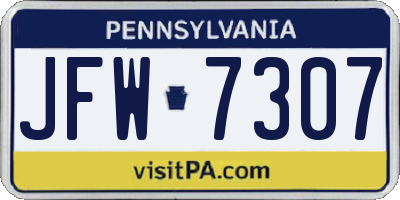 PA license plate JFW7307