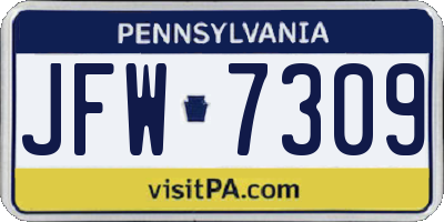 PA license plate JFW7309