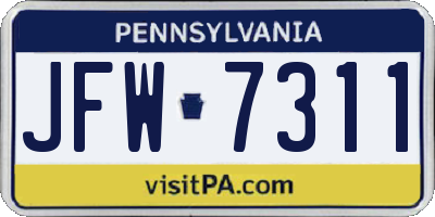 PA license plate JFW7311