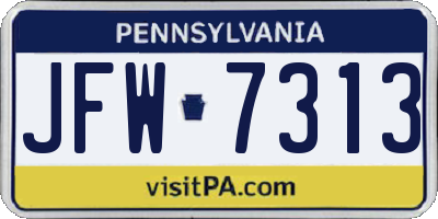 PA license plate JFW7313