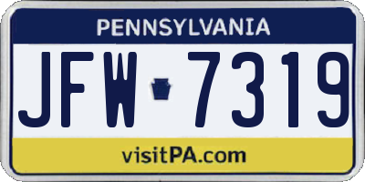 PA license plate JFW7319