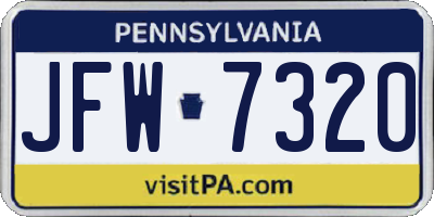 PA license plate JFW7320