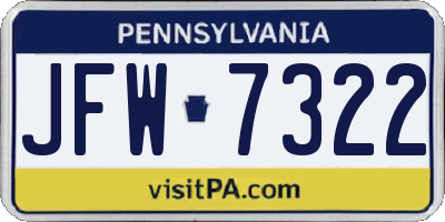 PA license plate JFW7322