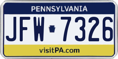 PA license plate JFW7326