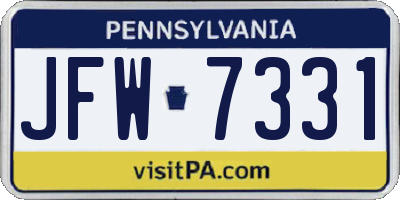 PA license plate JFW7331