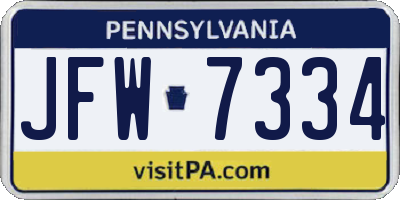 PA license plate JFW7334